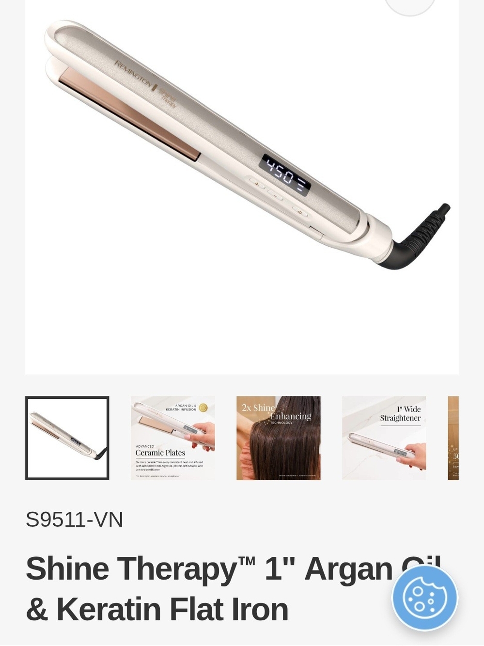 Remington Shine Therapy 1" Argan Oil & Keratin Flat Iron